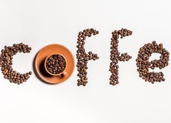Napis coffee i filiżanka kawy