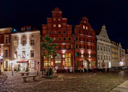 Niemieckie miasto Stralsund nocą