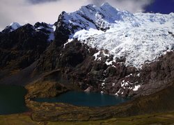Góry, Andy, Góra Ausangate, Ośnieżone, Szczyty, Jezioro Lake Jatun Puqa, Peru