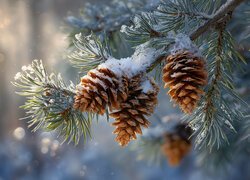 Szyszki, Sosna, Śnieg, Grafika AI