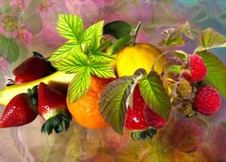 Owoce na kolorowym tle
