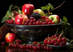 Owoce, Jabłka, Winogrona, Patera