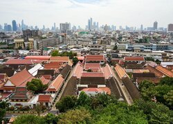 Budynki, Dachy, Bangkok, Miasto, Tajlandia, Azja