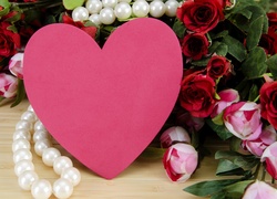 Walentynki, Serce, Miłość, Róże, Perły