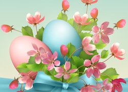 Wielkanoc, Jajka, Pisanki, Kwiaty, Grafika 2D
