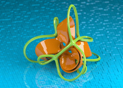 Pomarańczowo-zielony obiekt w grafice 3D