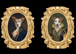 Portrety psów w ramce