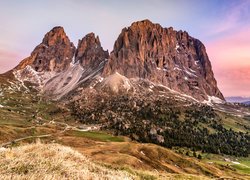 Włochy, Przełęcz, Sella Pass, Masyw Sella, Góry, Dolomity, Ścieżki