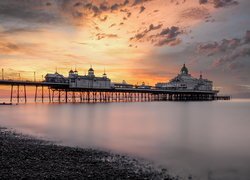 Molo, Eastbourne Pier, Restauracja, Kawiarnia, Morze, Wschód słońca, Eastbourne, Anglia