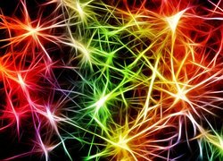 Rozbłyski świetlne w kształcie neuronów w grafice fractalius