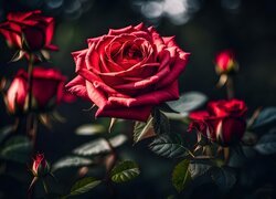 Rozkwitnięta róża w zbliżeniu