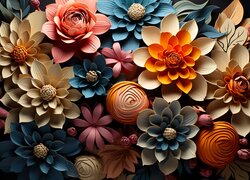 Rozkwitnięte, Kwiaty, Kolorowe, Grafika 2D