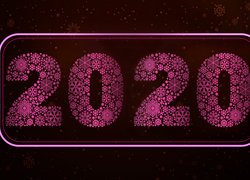 Różowe cyfry 2020 w grafice