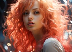 Rudowłosa kobieta z kręconymi włosami