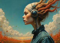 Rudowłosa, Kobieta, Słuchawki