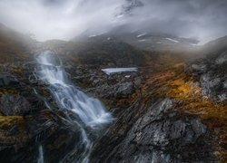 Góry, Skały, Rzeka, Mgła, Romsdalen, Norwegia