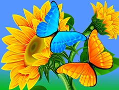Słoneczniki i motyle w grafice komputerowej