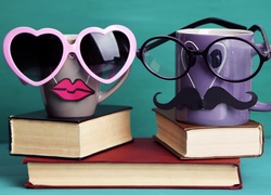Książki, Kubki, Okulary, Śmieszne