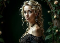 Długowłosa, Kobieta, Blondynka, Biżuteria