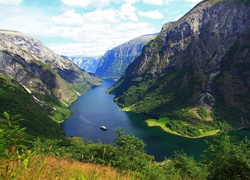Norwegia, Fiord Sognefjorden, Góry, Statek
