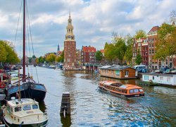 Amsterdam, Kanał, Statki, Holandia