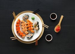 Sushi, Pałeczki, Talerz, Łyżka