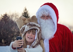 Mikołaj, Dziecko, Selfie, Świąteczne