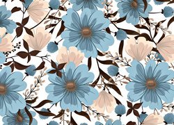 Tekstura w niebieskie kwiaty