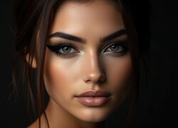 Dziewczyna, Twarz, Spojrzenie, Grafika AI