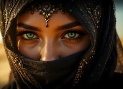 Kobieta, Twarz, Nikab, Chusta, Biżuteria, Oczy