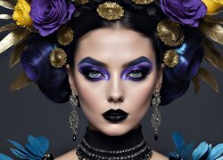 Kobieta, Twarz, Fioletowy, Makijaż