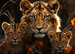 Tygrys i dwa małe tygryski