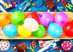 Kolorowe, Balony, Słodycze, Urodziny