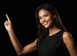 Dziewczyna, Uśmiech, Czarna, Sukienka, Grafika AI