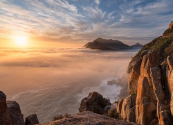 Republika Południowej Afryki, Morze, Skały, Góra Chapmans Peak,  Zachód słońca