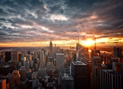 Widok na Manhattan o zachodzie słońca