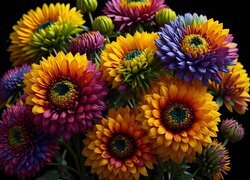 Kolorowe, Kwiaty, Chryzantemy, Kwiat
