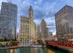 USA, Chicago, Wieżowce, Most