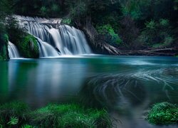 Wodospad, Maraetotara Falls, Rzeka, Maraetotara River, Las, Zielona, Roślinność, Waimarama, Nowa Zelandia