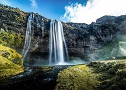 Skały, Wodospad Seljalandsfoss, Roślinność, Islandia