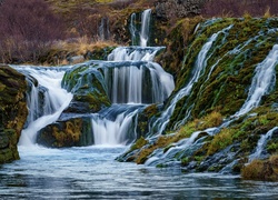 Islandia, Dolina Gjáin, Jesień, Wodospad, Skały