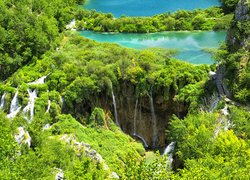 Park Narodowy Jezior Plitwickich, Chorwacja, Wodospady, Las, Jeziora