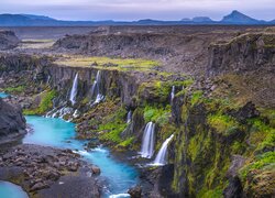 Wodospady Sigoldugljufur i dolina Valley of Tears w Islandii