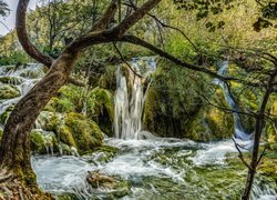 Wodospady w Parku Narodowym Jezior Plitwickich w Chorwacji
