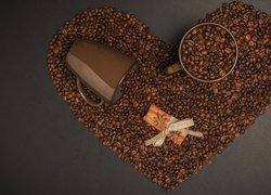 Ziarenka kawy w kształcie serca