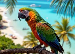 Ara, Papuga, Gałąź, Grafika