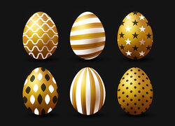 Wielkanoc, Kolorowe, Złote, Jajka, 2D
