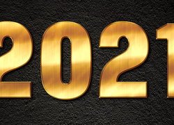 Złoty napis 2021 na ciemnym tle