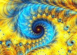 Żółto-niebieskie spirale w grafice fraktal
